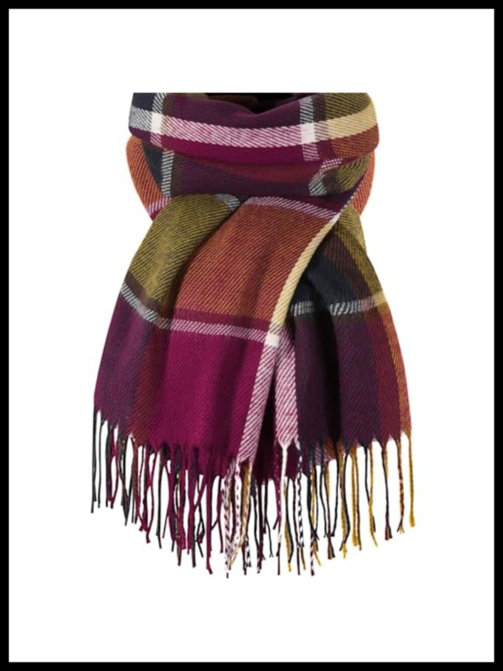 Womens Oversized Plaid Blanket Scarf Acrylic Shawl Wrap with Tassels